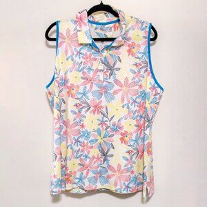Callaway Chevron Floral Sleeveless Polo Size XXL Opti-Dri Activewear Golf Floral